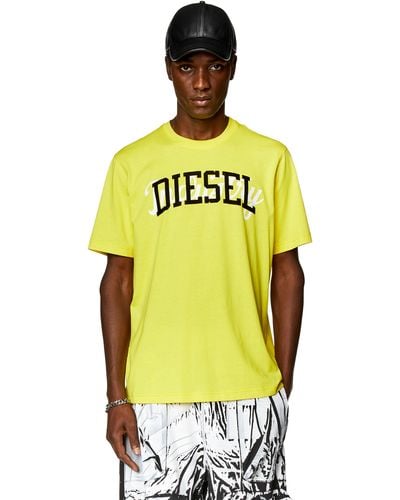 DIESEL T-shirt With Contrasting Prints - Metallic