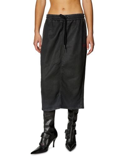 DIESEL Skirt In Coated Denim - Black