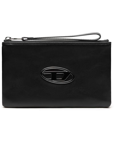 DIESEL Slim Travel Pouch In Nappa Leather - Black
