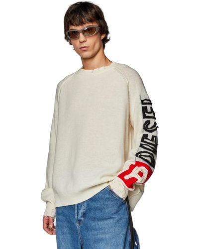 DIESEL K-saria Logo-stitch Relaxed-fit Wool Sweater - White