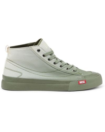 DIESEL S-athos Mid-high-top Trainers In Faded Canvas - Green