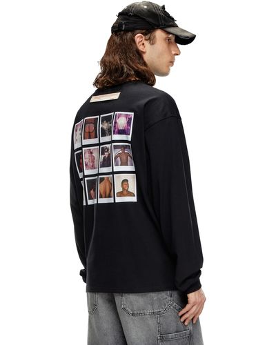 DIESEL Langarm-T-Shirt mit Polaroid-Patches - Schwarz