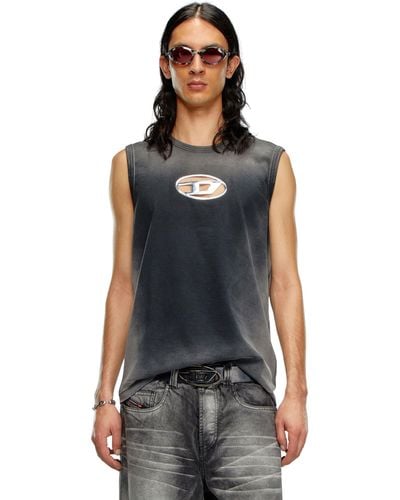 DIESEL Faded Tank Top With Puffy Oval D - Black