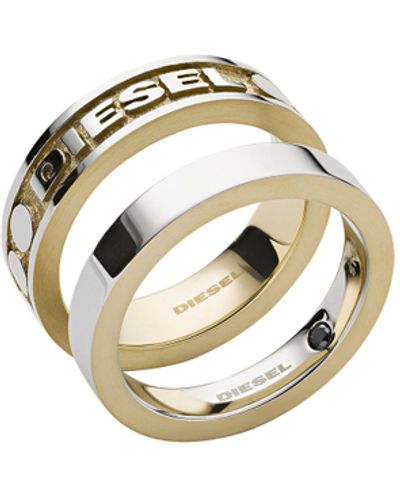 DIESEL Two-tone Stainless Steel Ring Set - Brown