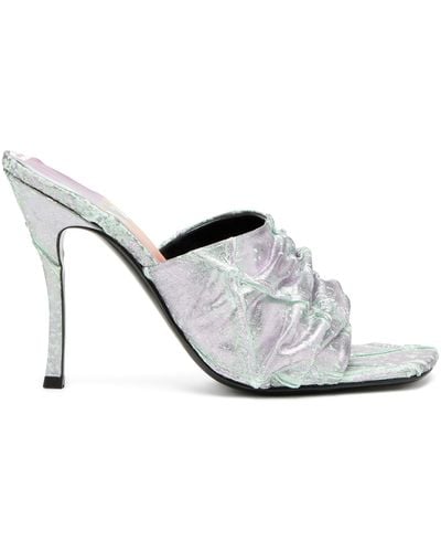 DIESEL D-sydney-mule Sandals In Shimmering Denim - White