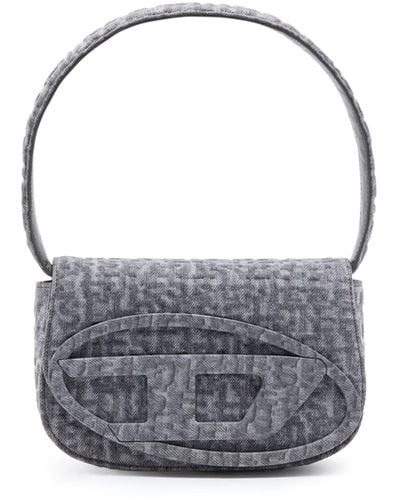 DIESEL 1dr - Iconic Shoulder Bag In Monogram Denim - Shoulder Bags - Woman - Grey