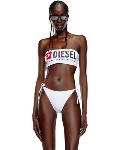 DIESEL Top bikini a fascia con maxi-logo - Rosso