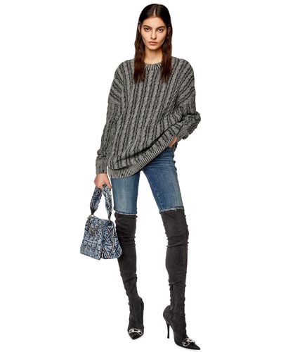 DIESEL M-pantesse Cable-knit Drop-shoulder Sweater - Gray