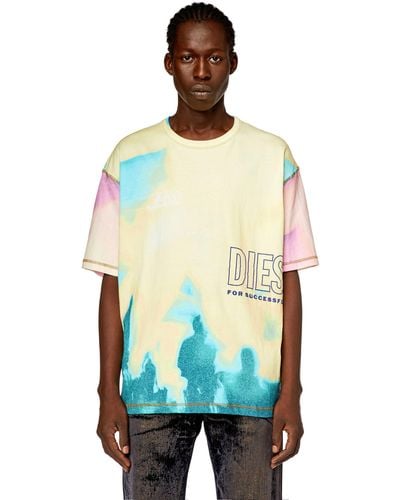 DIESEL T-shirt With Faded Pastel Print - Green