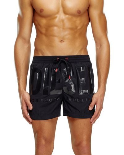 DIESEL Bmbx-ken-37 Denim-print Swim Shorts - Black