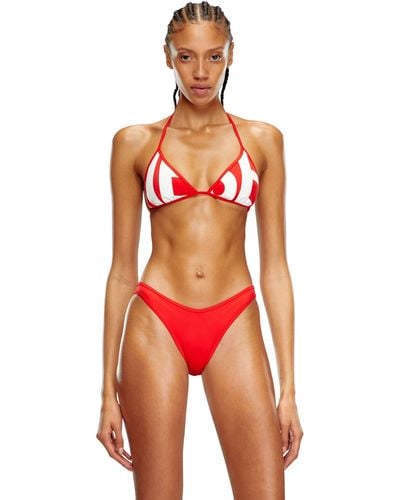 DIESEL Bikini Top With Cut-off Logo - Red