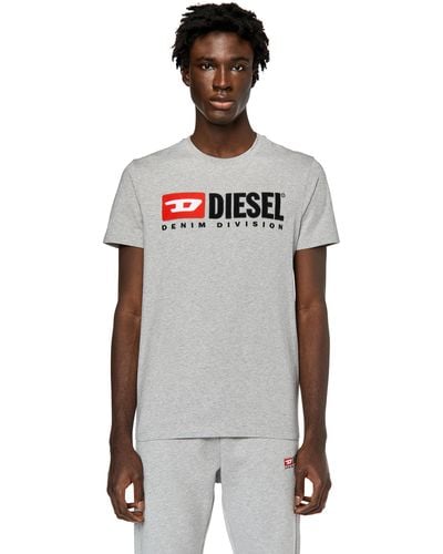 DIESEL T-shirt avec logo brodé - Gris