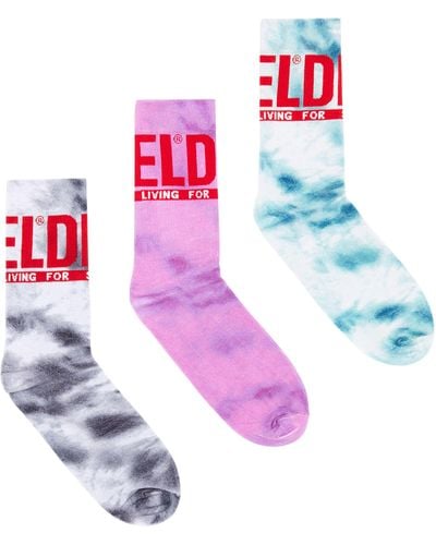 DIESEL Three-pack Of Socks With Marble Effect - Pink
