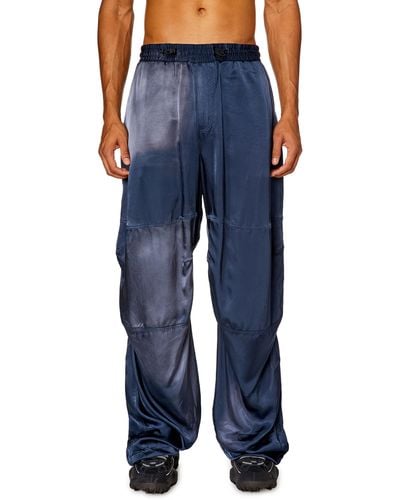 DIESEL Oversized Satin Cargo Pants - Blue