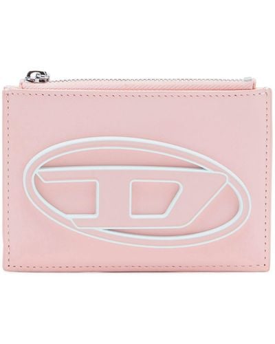 DIESEL Card Holder In Pastel Leather - Pink