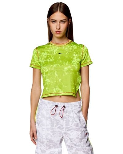 DIESEL T-shirt crop con stampa cloudy - Verde