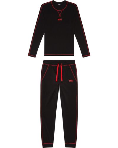 DIESEL Cotton Pyjamas With Contrast Stitching - Black