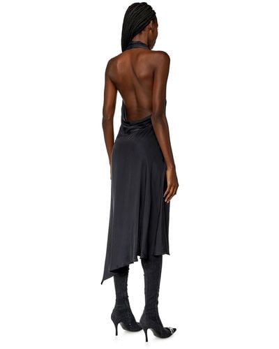 DIESEL Draped Dress In Cupro-modal Satin - Black