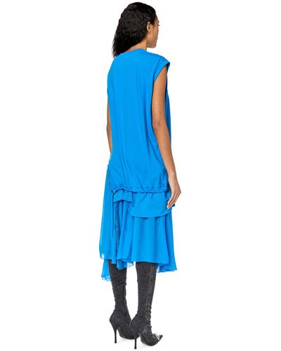 DIESEL Sleeveless Dress With Crêpe Hem - Blue