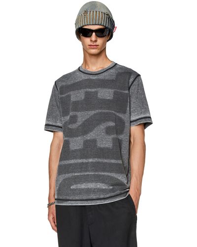 DIESEL T-shirt With Burn-out Logo - Grey