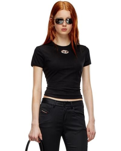 DIESEL T-shirt With Injection-moulded Oval D - Black
