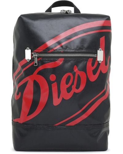 DIESEL Tarpaulin Backpack With Vintage Logo - Red