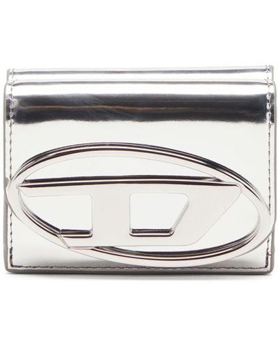 DIESEL Tri-fold Wallet In Mirrored Leather - White