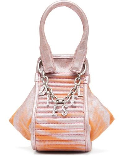 DIESEL D-vina-xs-handbag In Bicolour Coated Denim - Pink