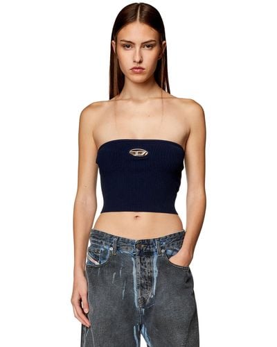 DIESEL Tube Top With Giant Logo Plaque in Black