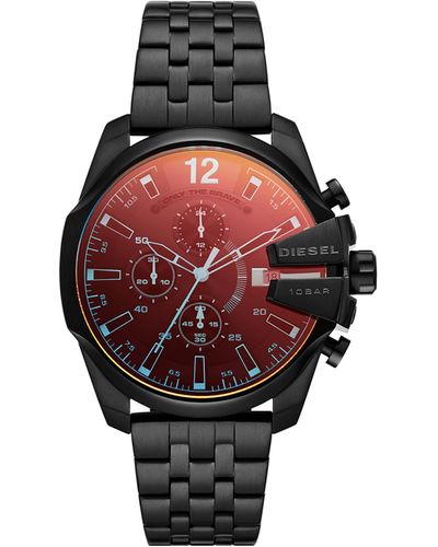 DIESEL Montre Baby Chief chronographe en acier inoxydable noir - Rouge