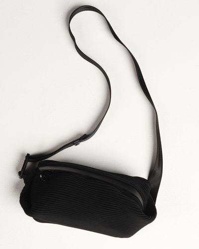 PLEATS PLEASE Issey Miyake - Small Cross Body Bag In Nylon Polyester Plissé  With Vertical Narrow Pleats :: Ivo Milan