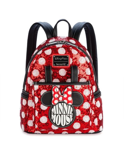 Disney Loungefly Minnie Mouse Polka Dot Sequin Mini Backpack, - Red
