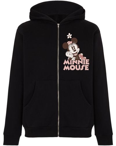 Disney Minnie Mouse Customisable Zip Front Hooded Sweatshirt - Black