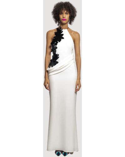 Bibhu Mohapatra Crepe With Velvet Applique Gown - Gray