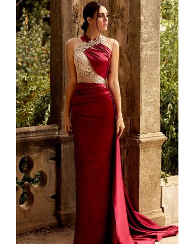 Mnm Couture Sleeveless Fitted- Gown - Red