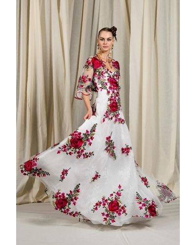 Naeem Khan Pointe D'esprit Floral Gown -bolero - Multicolor