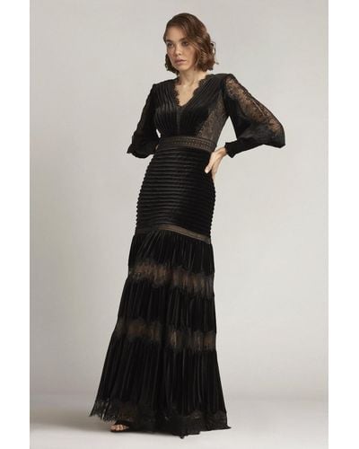 Tadashi Shoji Lace-embellished Long-sleeve Dress - Black