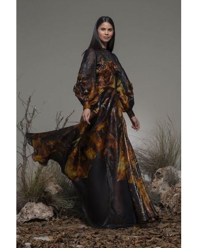 Isabel Sanchis Bertiolo Long Sleeve Multi Gown - Brown