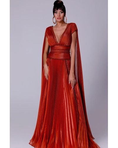 Fouad Sarkis Accordion Gown - Red