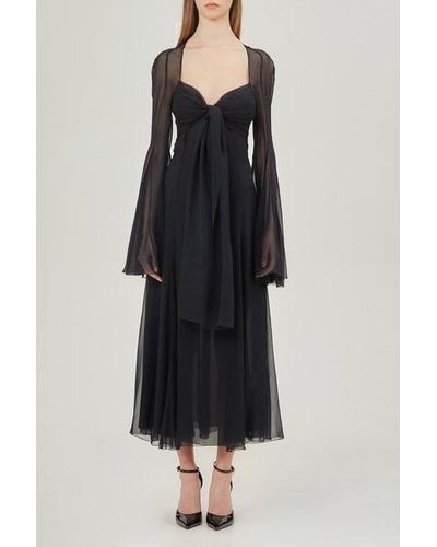 Blumarine Long Bell Sleeve Midi Dress - Black