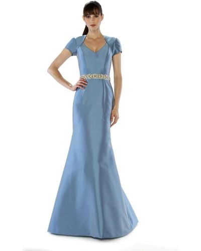 THEIA Satin Mermaid Gown - Blue