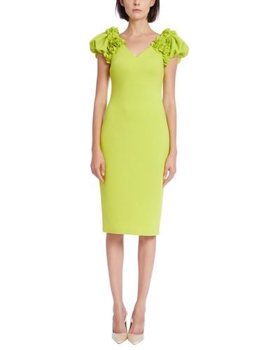 Badgley Mischka Mini Floral Cap Sleeve Cocktail Dress - Yellow