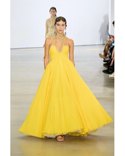 Giambattista Valli Halterneck Silk Gown - Yellow