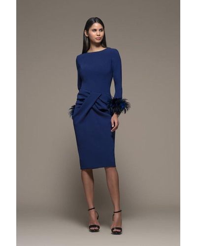 Isabel Sanchis Ballabio Long Sleeve Navy Cocktail Dress - Blue