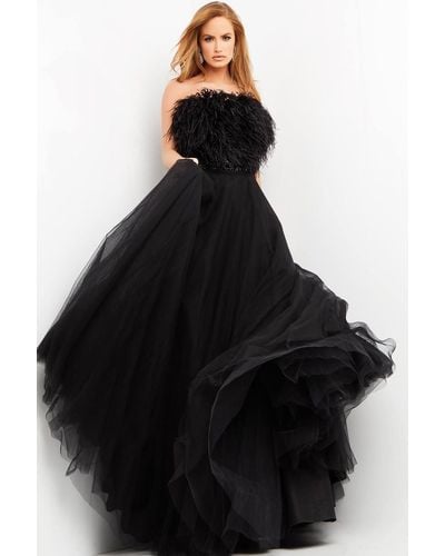 Jovani Feather Bodice-evening Ball Gown - Black