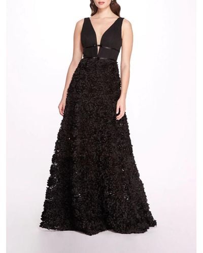 Marchesa Plunging V-neck Ball Gown - Black