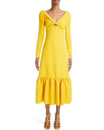 Giambattista Valli Ruffle Hem Midi Dress - Yellow