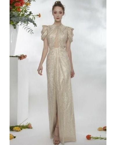 Gemy Maalouf Shimmery/ Draped Gown - Multicolor
