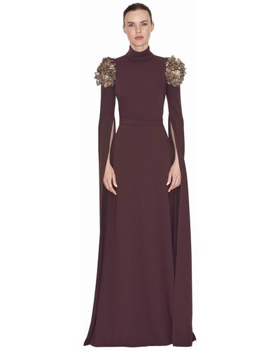 Reem Acra Split Sleeve Gown - Purple
