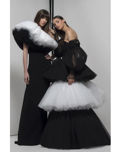 Isabel Sanchis R-off Shoulder/ Duck Gown - Black